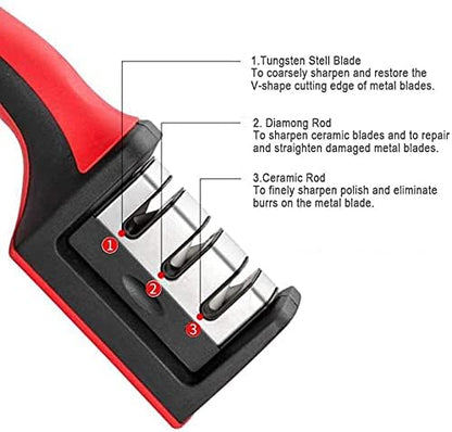 مبراة سكاكين قابلة للتعديل 4 في 1، أداة شحذ السكاكين والمقصات الاحترافية، حجر شحذ