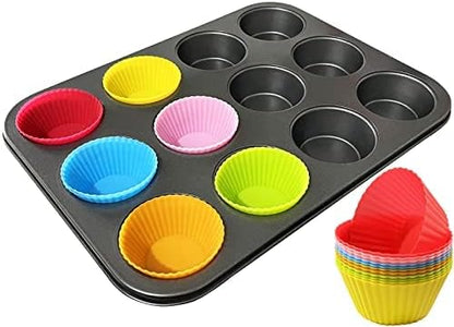 12-Cup Nonstick Muffin & Cupcake Baking Tray – Carbon Steel Bakeware