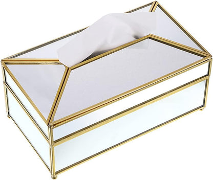 ✨ Luxury Glass Tissue Box with Elegant Gold Frame – Modern Design for Home & Office ✨