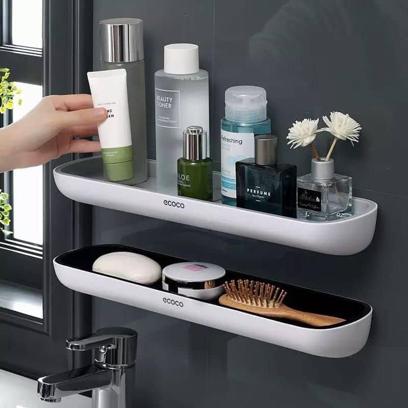 Multi-Functional ecoco Wall-Mounted Plastic Storage Shelf – Space-Saving Organizer