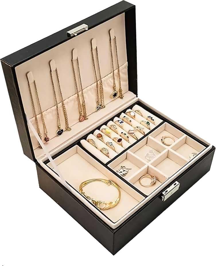 ✨ Luxury 2-Layer Jewelry Organizer – Stylish & Travel-Friendly ✨