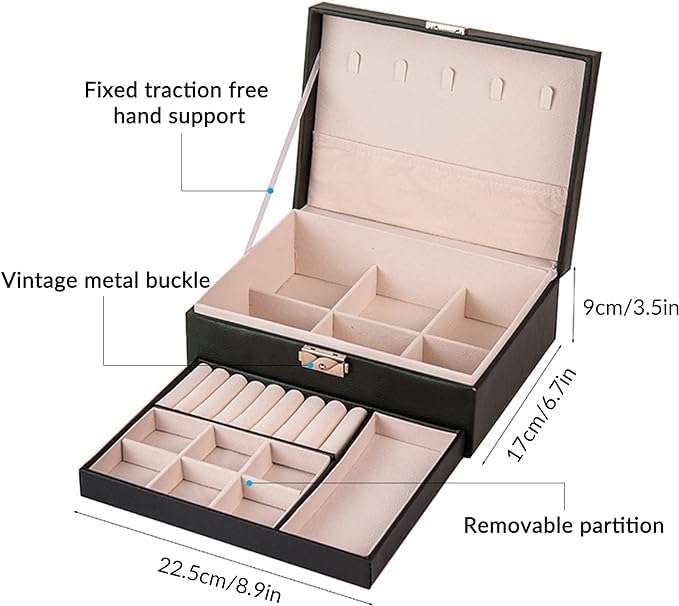 ✨ Luxury 2-Layer Jewelry Organizer – Stylish & Travel-Friendly ✨