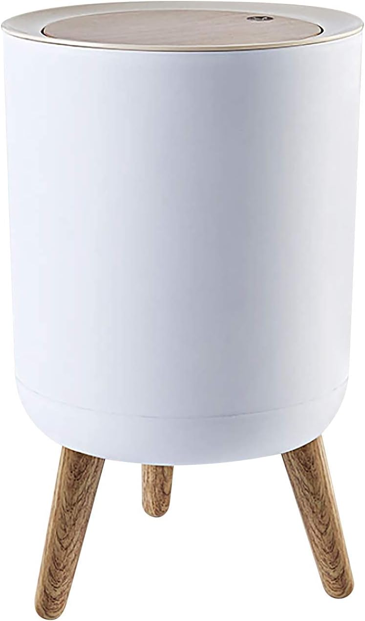 Trash Bin, 7Liter/1.8 Gallon Garbage Bin with Press top Lid, Nordic Modern Waste Bin, Plastic Trash Can Suitable for Kitchen, Bathroom, Bedroom, Living Room, Office, Outdoor, Dog Proof Trash Bin