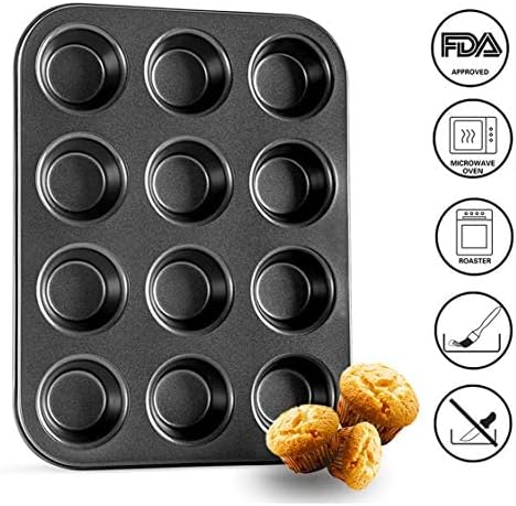 12-Cup Nonstick Muffin & Cupcake Baking Tray – Carbon Steel Bakeware