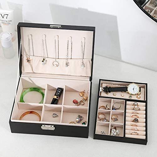 ✨ Luxury 2-Layer Jewelry Organizer – Stylish & Travel-Friendly ✨