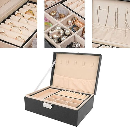 ✨ Luxury 2-Layer Jewelry Organizer – Stylish & Travel-Friendly ✨