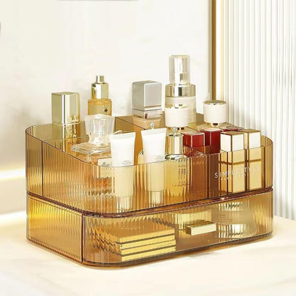 Acrylic Makeup Organizer with Stackable Drawers – Bathroom Vanity Organizers and Storage, Ideal for Desk and Dresser Countertops, Great for Cosmetics, Skincare, Lipsticks