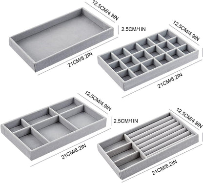 مجموعة من 4 منظمات المجوهرات القابلة للتكديس - تخزين مثالي لمجوهراتك