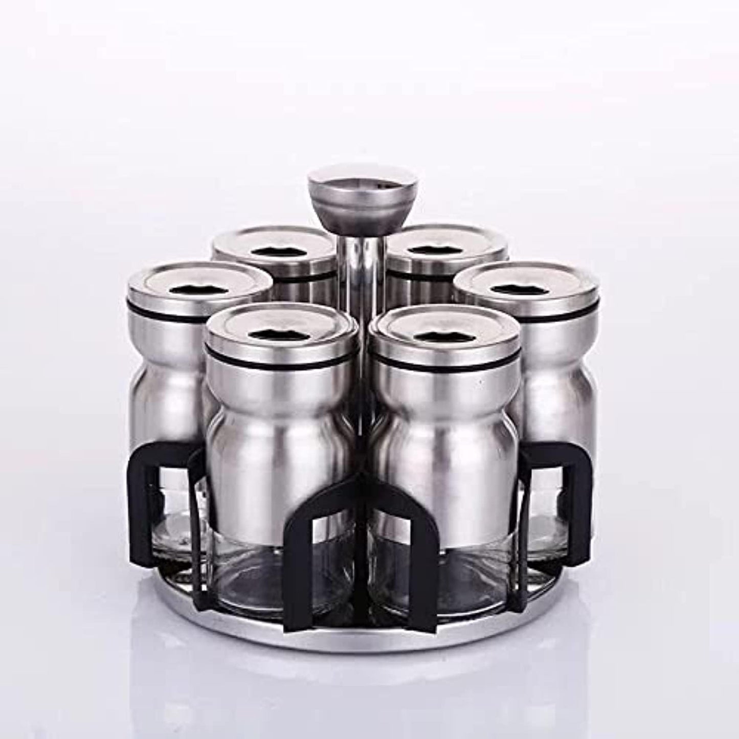 Spice Set Glass and Stainless Steel Revolving