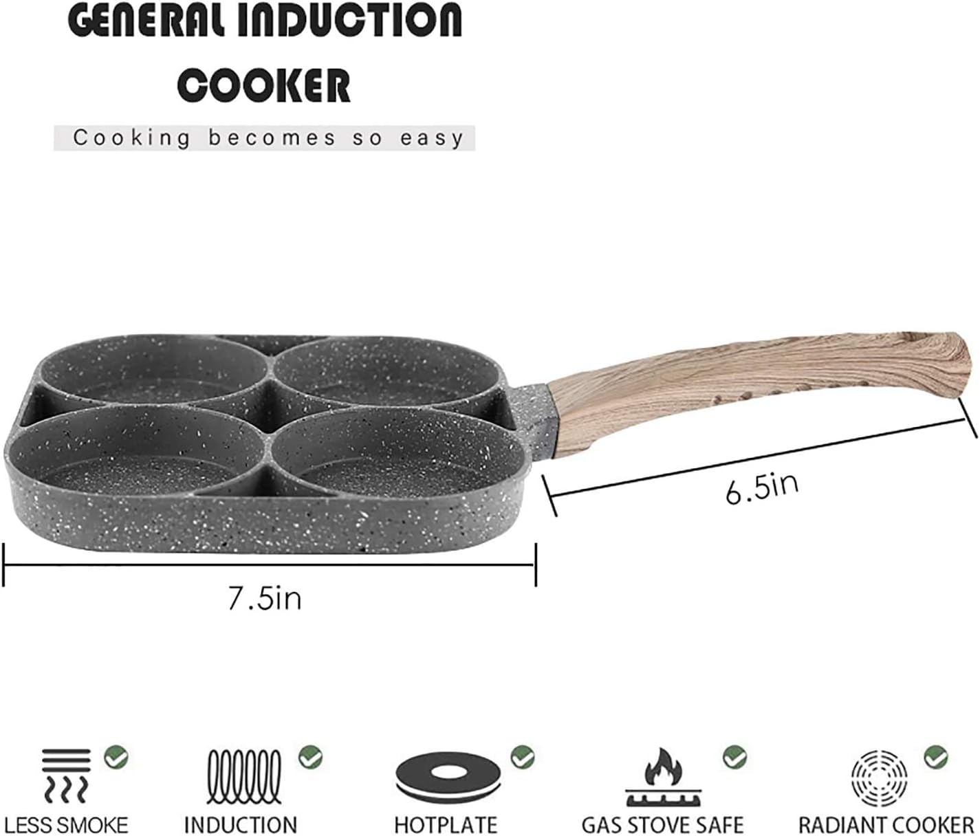 Non-Stick Frying Pan with 4 Hole Pancake Pan Fried Egg Burger Pan