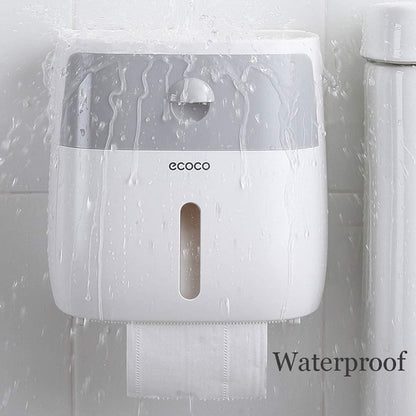 ecoco Waterproof Toilet Paper Holder – Self-Adhesive Wall-Mounted Tissue Box