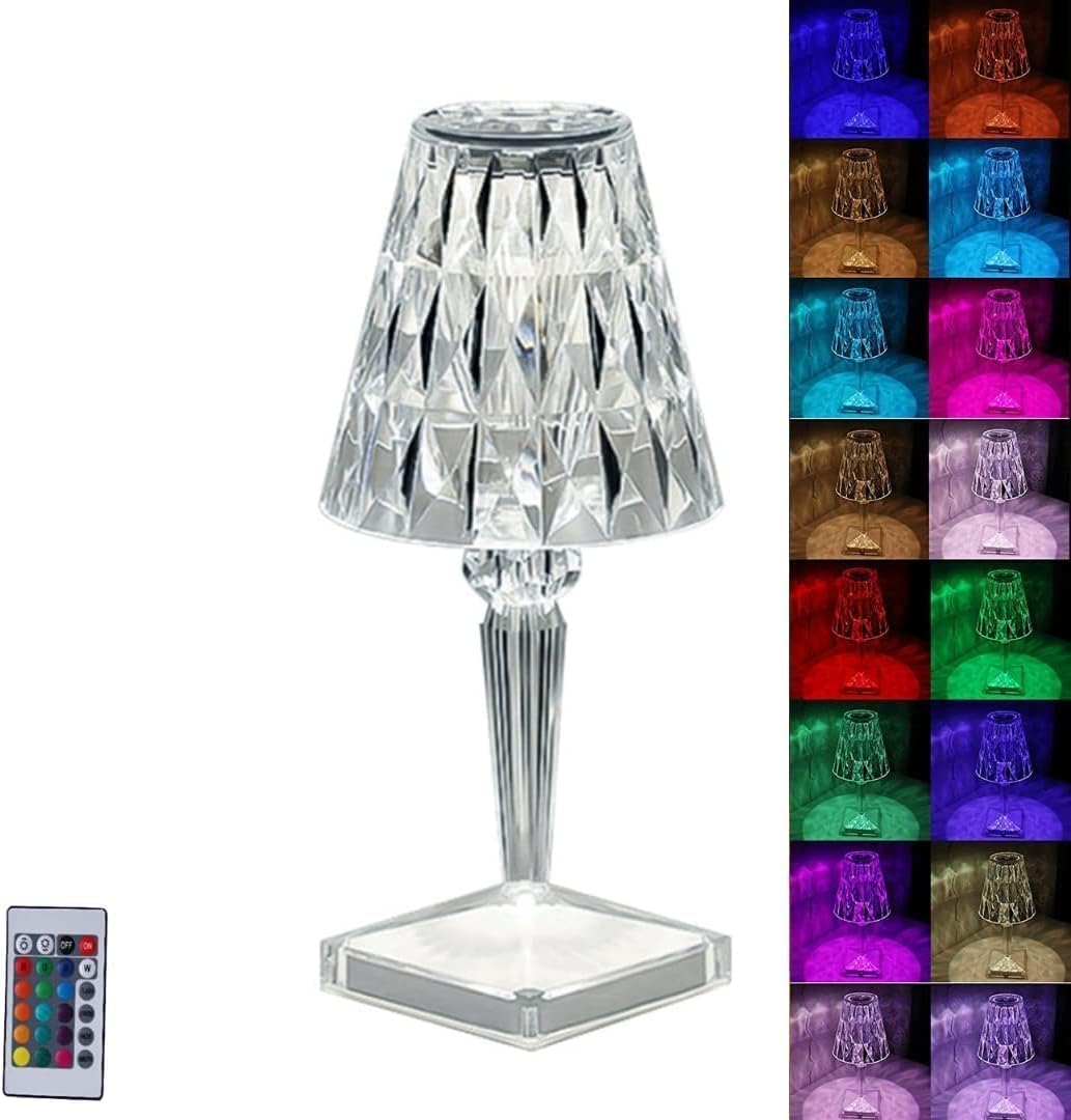 Crystal Lamp, Crystal Table Lamp with Remote Control- Rechargeable Crystal Diamond Table Lamp, Crystal Lamp Touch 16 Colour Changing Lamp/Diamond Light/Coolest Lamp for Room