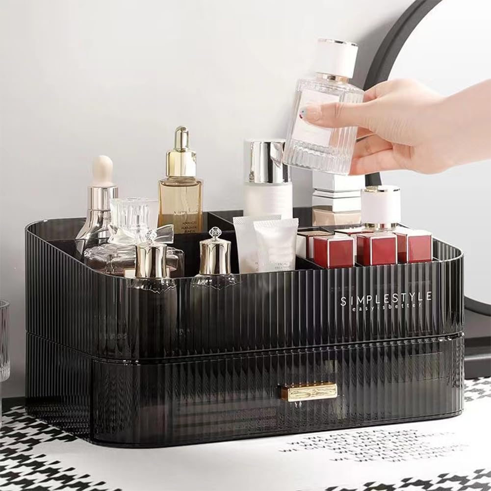 Acrylic Makeup Organizer with Stackable Drawers – Bathroom Vanity Organizers and Storage, Ideal for Desk and Dresser Countertops, Great for Cosmetics, Skincare, Lipsticks