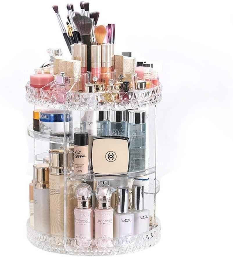 360 Makeup Organizer – Adjustable Acrylic Organizers with Large Capacity Makeup Storage