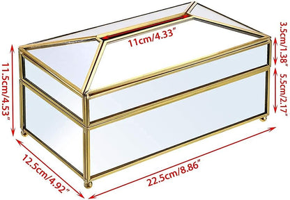 ✨ Luxury Glass Tissue Box with Elegant Gold Frame – Modern Design for Home & Office ✨