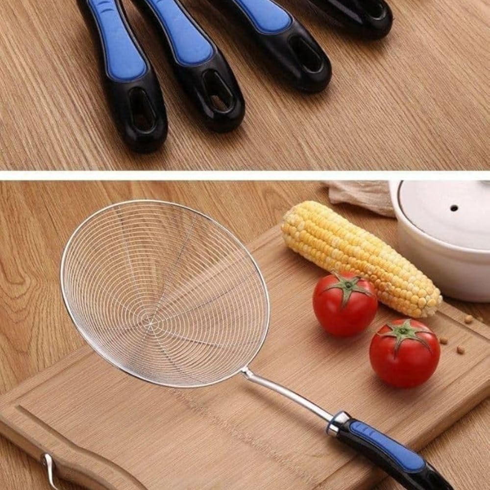 Stainless Steel Wire Skimmer, Food Strainer for Pasta, Spaghetti, Noodles, French Fries and Dumplings - Oil Filter - Food Scoop