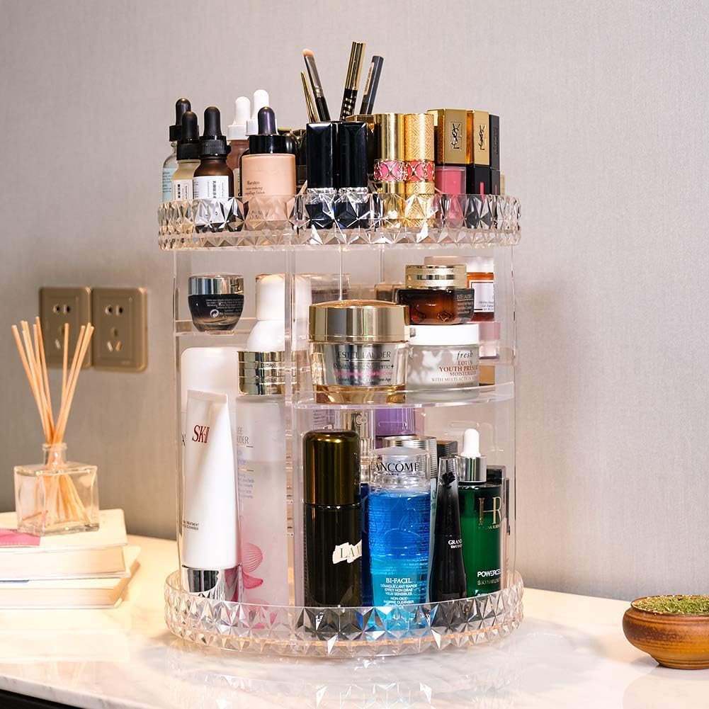 360 Makeup Organizer – Adjustable Acrylic Organizers with Large Capacity Makeup Storage