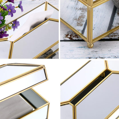 ✨ Luxury Glass Tissue Box with Elegant Gold Frame – Modern Design for Home & Office ✨