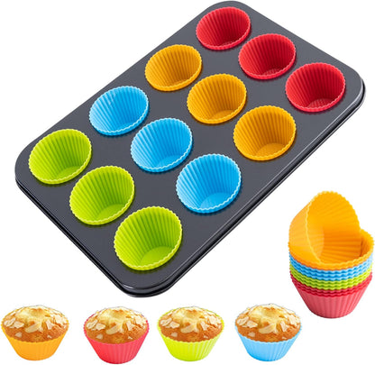 12-Cup Nonstick Muffin & Cupcake Baking Tray – Carbon Steel Bakeware