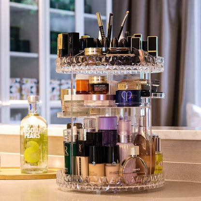 360 Makeup Organizer – Adjustable Acrylic Organizers with Large Capacity Makeup Storage