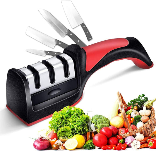 Knife Sharpener Adjustable 4 in 1 Manual Knives and Scissor Sharpener Professional Blade Sharpening Tool Sharpener Stone