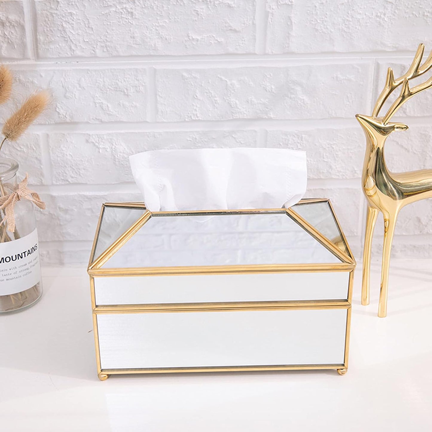 ✨ Luxury Glass Tissue Box with Elegant Gold Frame – Modern Design for Home & Office ✨