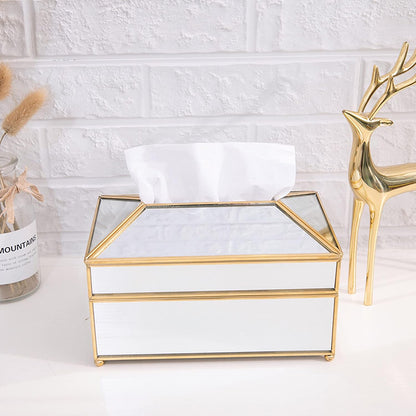 ✨ Luxury Glass Tissue Box with Elegant Gold Frame – Modern Design for Home & Office ✨