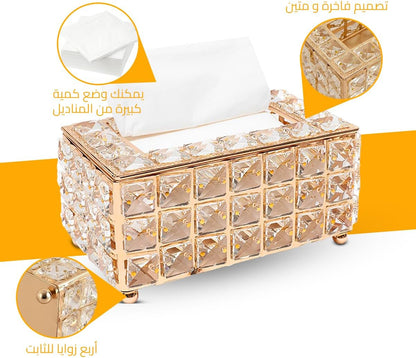 Luxury Crystal Basket & Tissue Box Set – Elegant Home Décor