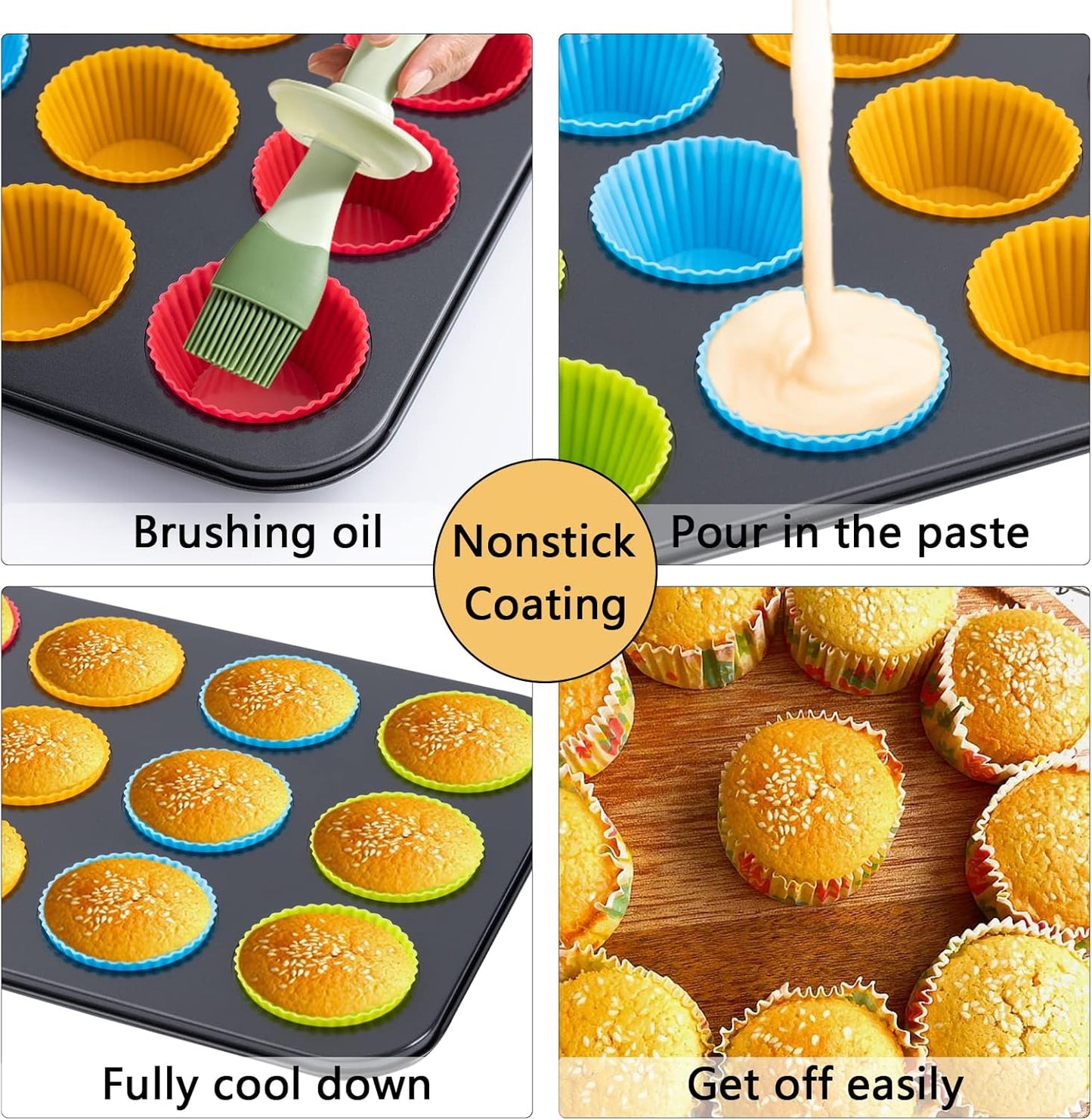 12-Cup Nonstick Muffin & Cupcake Baking Tray – Carbon Steel Bakeware