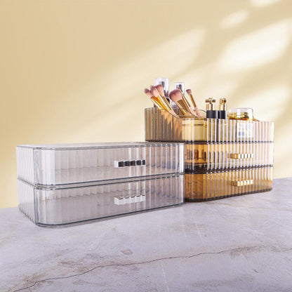 Acrylic Makeup Organizer with Stackable Drawers – Bathroom Vanity Organizers and Storage, Ideal for Desk and Dresser Countertops, Great for Cosmetics, Skincare, Lipsticks