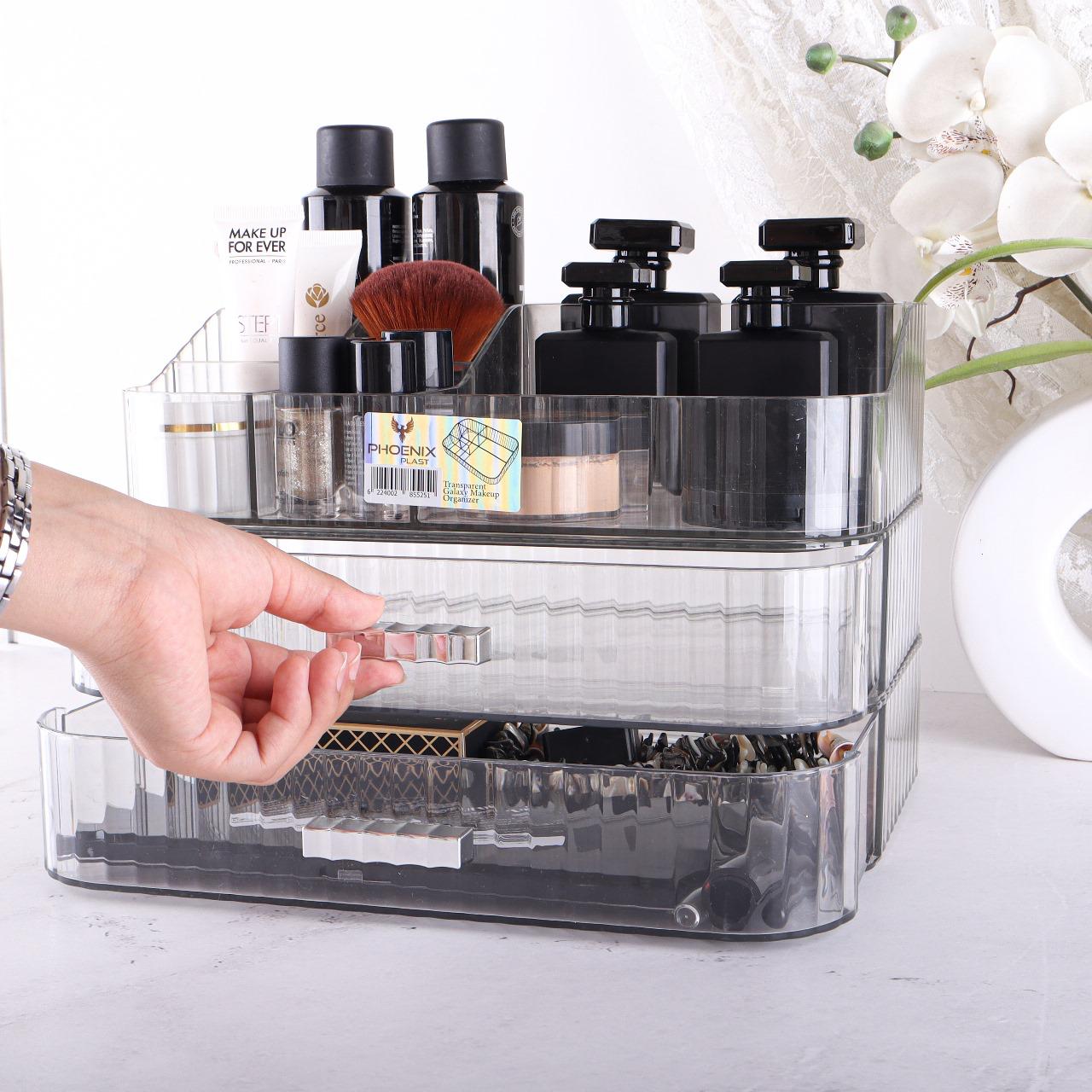 Acrylic Makeup Organizer with Stackable Drawers – Bathroom Vanity Organizers and Storage, Ideal for Desk and Dresser Countertops, Great for Cosmetics, Skincare, Lipsticks