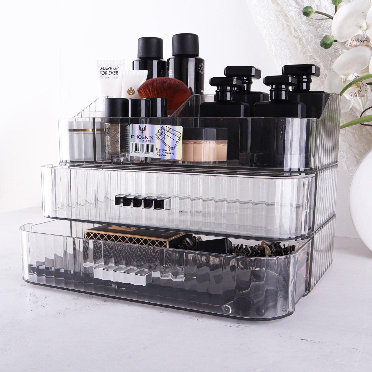 Acrylic Makeup Organizer with Stackable Drawers – Bathroom Vanity Organizers and Storage, Ideal for Desk and Dresser Countertops, Great for Cosmetics, Skincare, Lipsticks