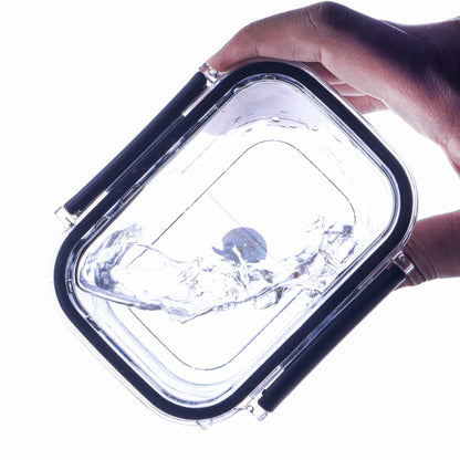 Acrylic Refrigerator Food Container,Food box with Airtight Lock - Clear Silicone Sides 400ml