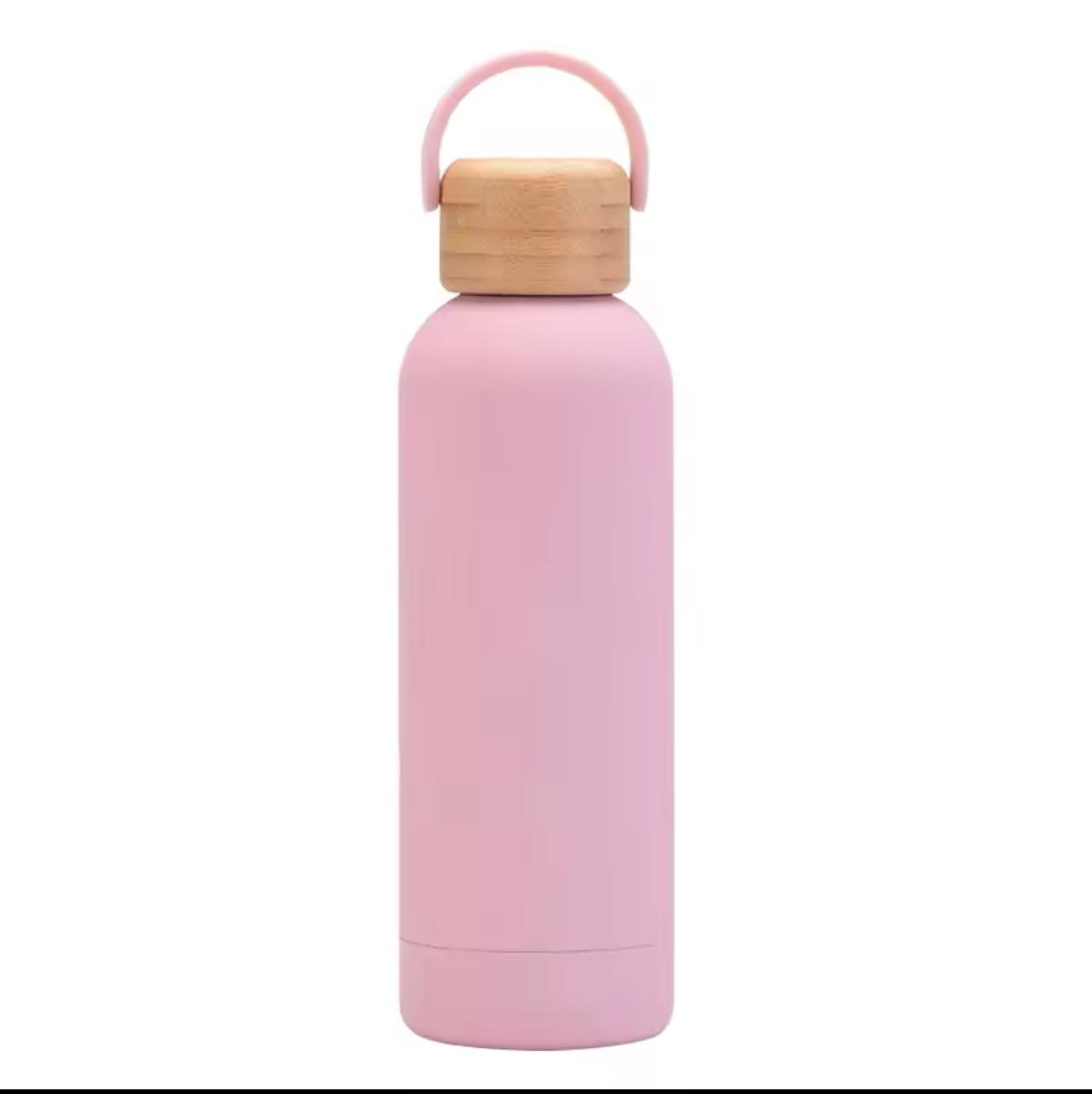 Stainless Steel Thermos Water Bottle, 500ml Water Bottle, Stylish, Lightweight, Direct Drinking, Wooden Lid, Cute, Milk Bottle, Leak Proof, For Gyms, Girls, Children, Boys, School, Insulated