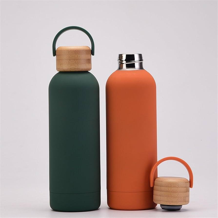 Stainless Steel Thermos Water Bottle, 500ml Water Bottle, Stylish, Lightweight, Direct Drinking, Wooden Lid, Cute, Milk Bottle, Leak Proof, For Gyms, Girls, Children, Boys, School, Insulated