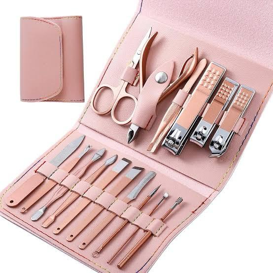 16pcs Nail Cutter Set – Stainless Steel Nail Clippers with Folding Bag, Manicure Cutter Kits, Makeup & Beauty Tools