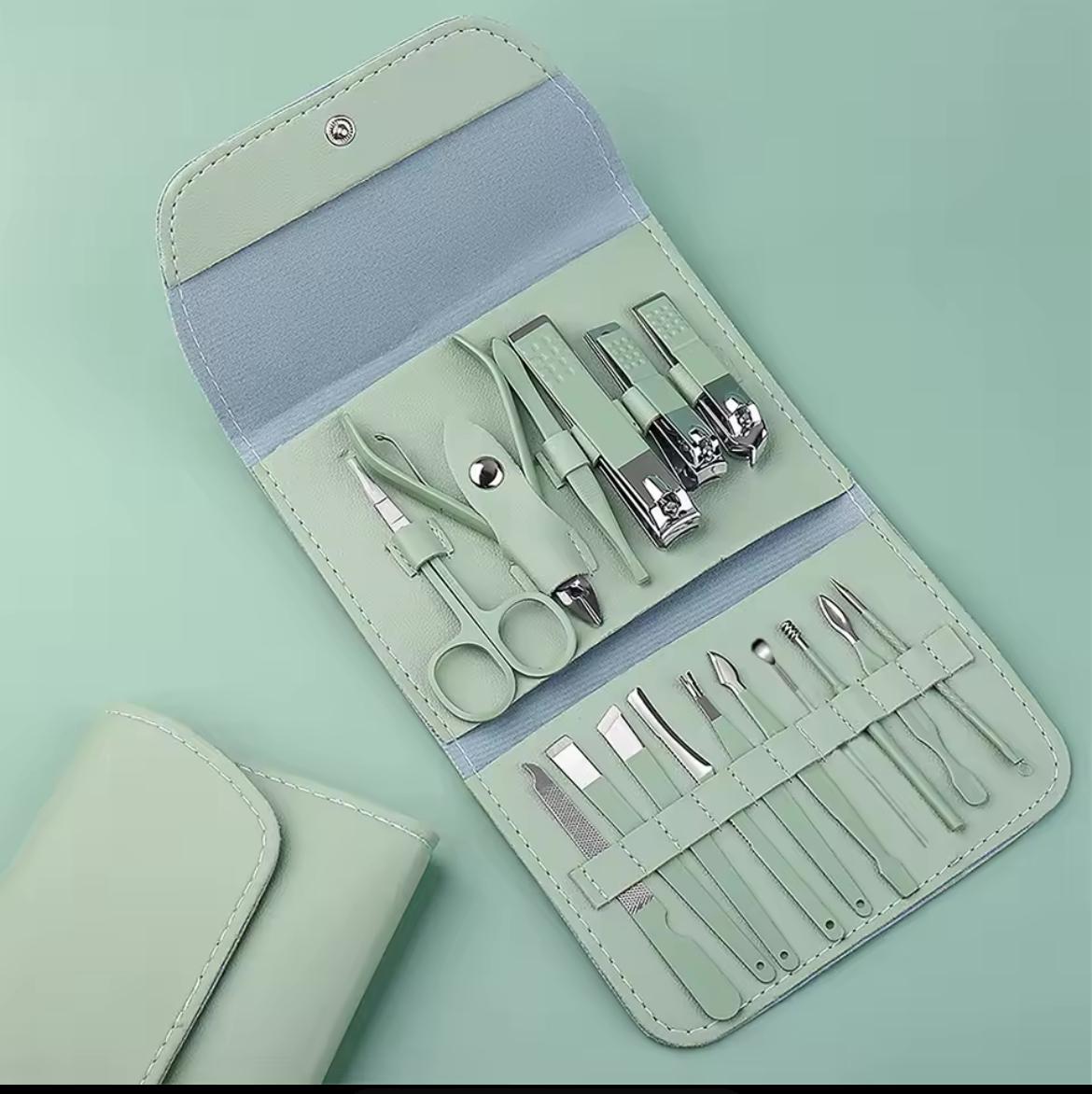 16pcs Nail Cutter Set – Stainless Steel Nail Clippers with Folding Bag, Manicure Cutter Kits, Makeup & Beauty Tools