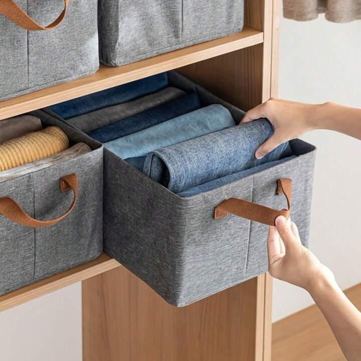 1pc Storage Box – Foldable Clothing Organizer, Portable Fabric Storage Bin with Large Capacity for Folded Clothes, Jeans, Hand-held Storage Box