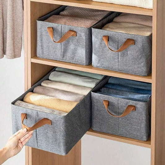 1pc Storage Box – Foldable Clothing Organizer, Portable Fabric Storage Bin with Large Capacity for Folded Clothes, Jeans, Hand-held Storage Box