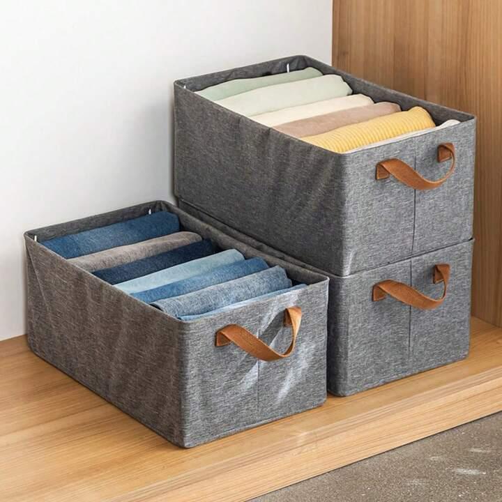 1pc Storage Box – Foldable Clothing Organizer, Portable Fabric Storage Bin with Large Capacity for Folded Clothes, Jeans, Hand-held Storage Box