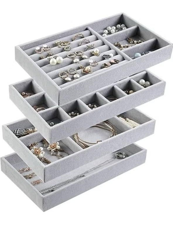 Set of 4 Stackable Jewelry Organizer Trays – Perfect Storage for Your Jewelry