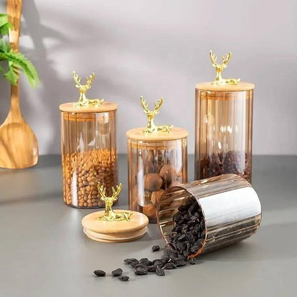 ✨ Glass Jars – Deer Edition | Elegant, Durable & Heat-Resistant ✨