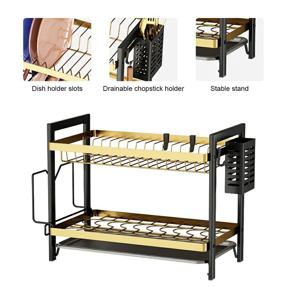 Kitchen Dish Drainer Black/gold