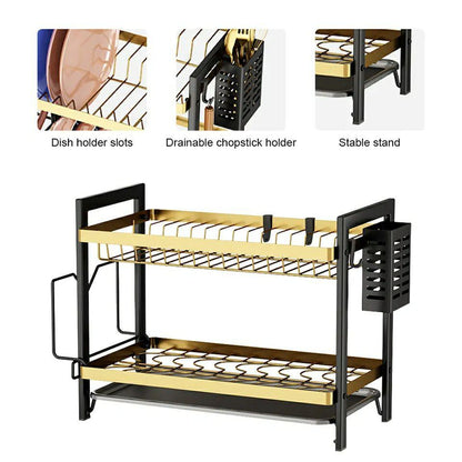 Kitchen Dish Drainer Black/gold