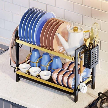 Kitchen Dish Drainer Black/gold