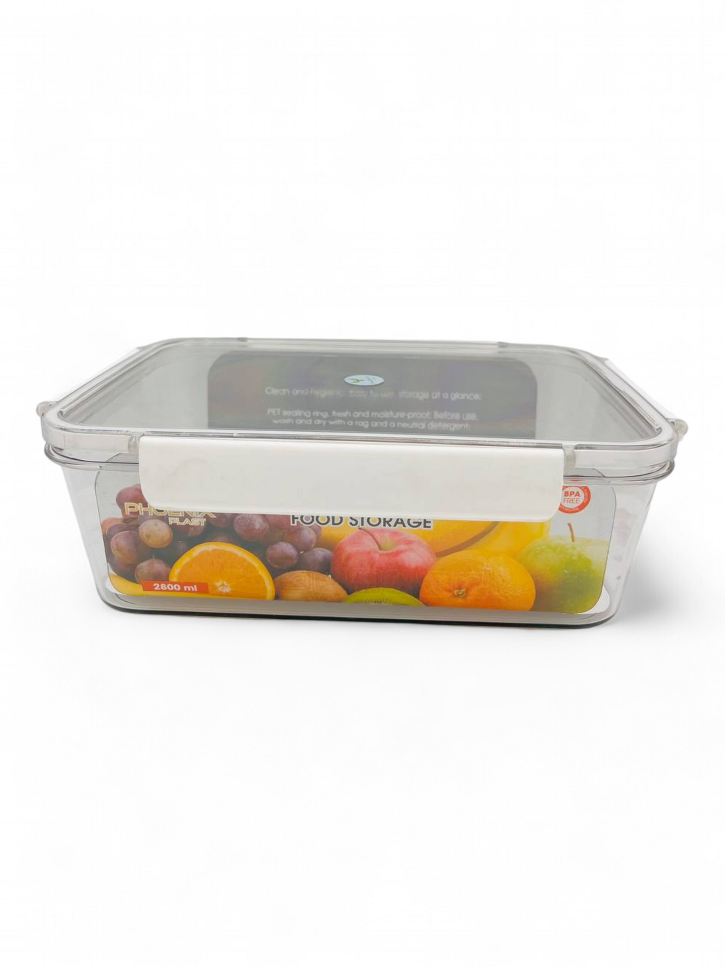 Acrylic Refrigerator Food Container,Food box with Airtight Lock - Clear Silicone Sides ( 2800ml)