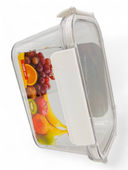 Acrylic Refrigerator Food Container,Food box with Airtight Lock - Clear Silicone Sides ( 1300ml)