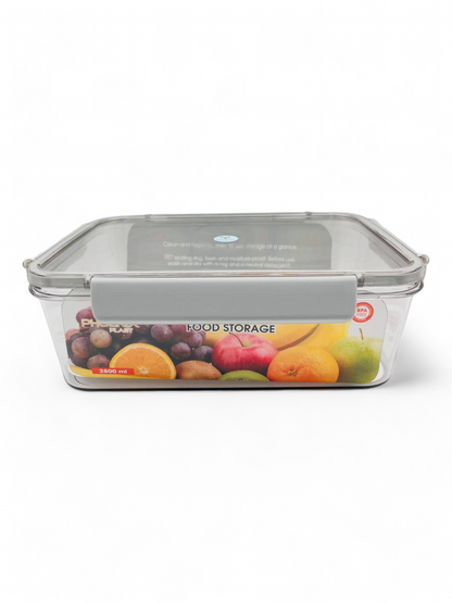 Acrylic Refrigerator Food Container,Food box with Airtight Lock - Clear Silicone Sides ( 2800ml)