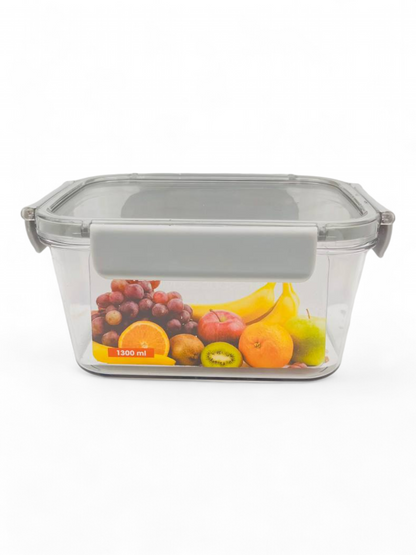 Acrylic Refrigerator Food Container,Food box with Airtight Lock - Clear Silicone Sides ( 1300ml)