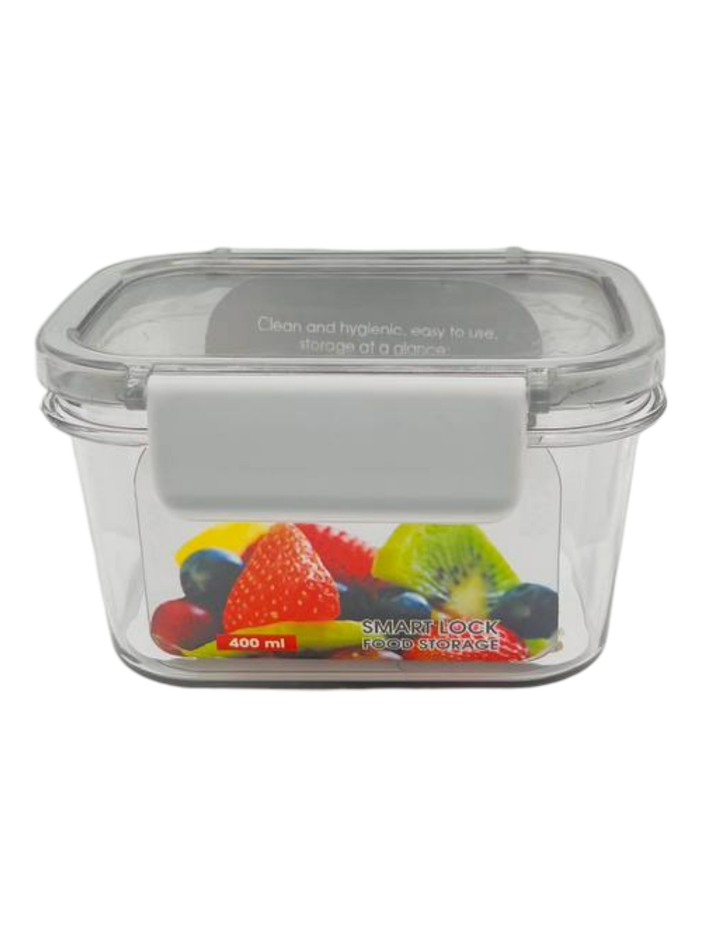 Acrylic Refrigerator Food Container,Food box with Airtight Lock - Clear Silicone Sides 400ml